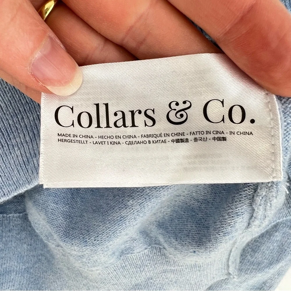Collars & Co Blue Luxury Touch Cotton and Cashmere V-Neck Sweater Sz XL Pullover